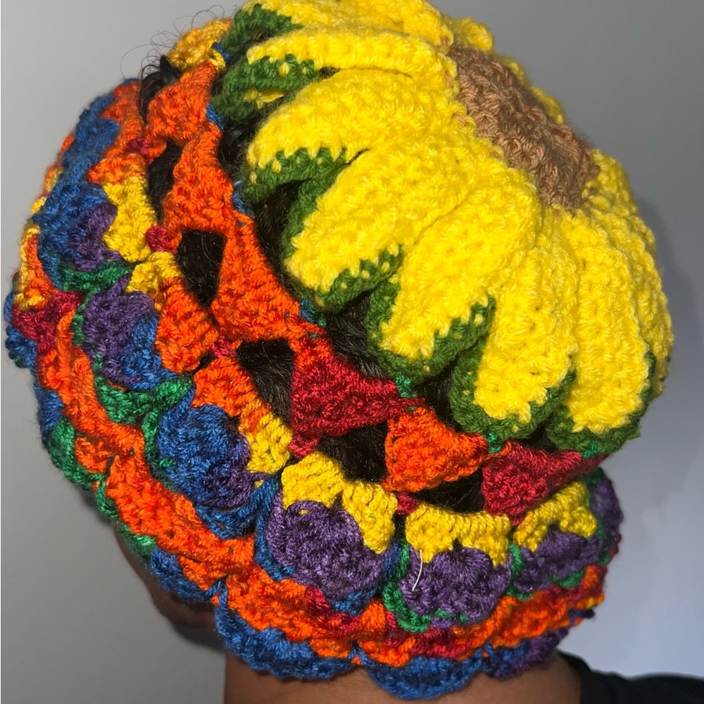 Crochet, Festive Sunflower Boho Bucket hat!
